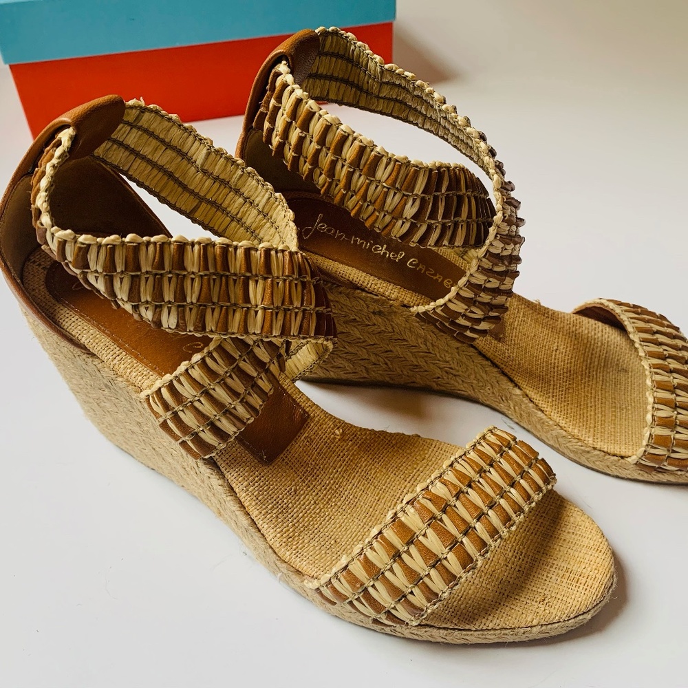 Jean-Michel Cazabat Antonela Wedges, Gold/Taupe, Size 38.5